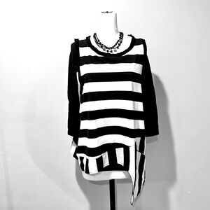 Black and White Striped Alembika Top Comes with Black Undershirt